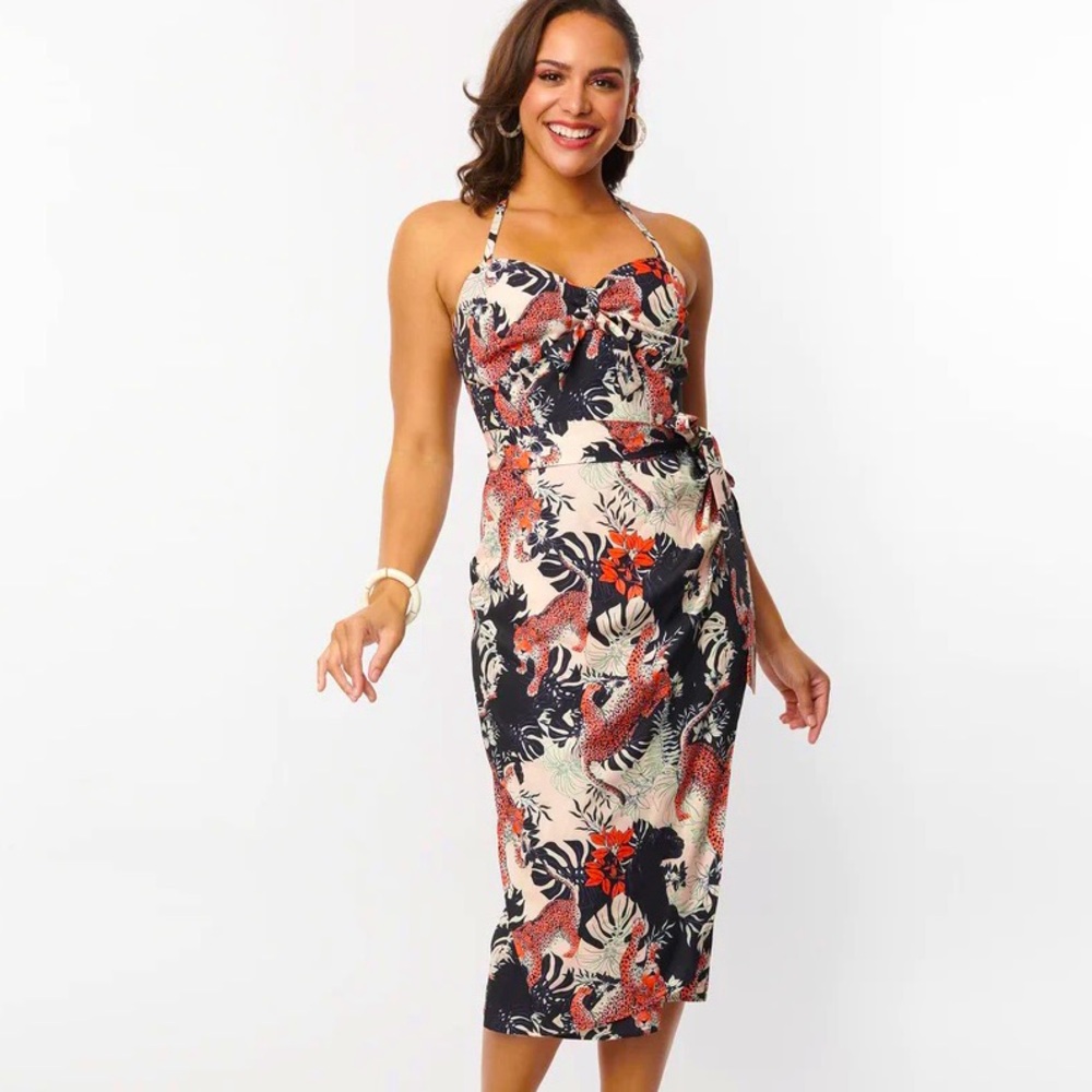 Unique Vintage Tiger Sarong Dress 3X